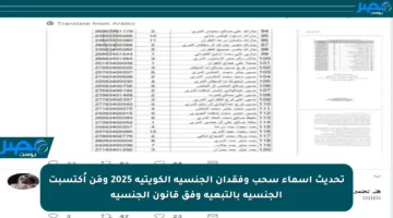 تحديث أسماء سحب وفقدان الجنسية الكويتية 2025 ومَن أُكتسبت الجنسية بالتبعية وفق قانون الجنسية